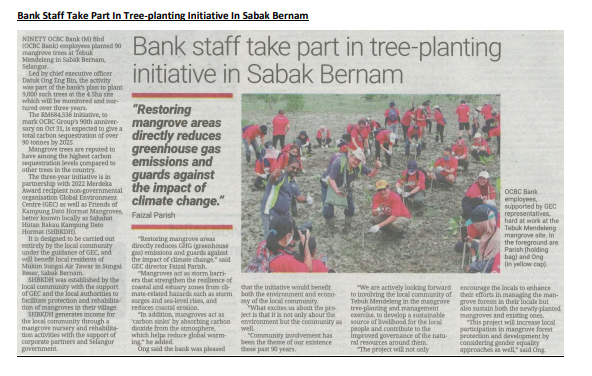Bank Staff Take Part In Tree-planting Initiative In Sabak Bernam